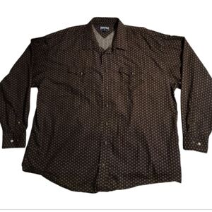 PANHANDLE Pearl Snap Brown Patterned Long Sleeve Western shirt. Men's Sz. XXL.